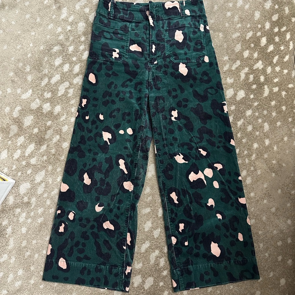 Maeve Green and Pink Wide Leg Pants